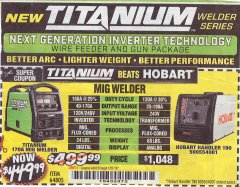 Harbor Freight Coupon TITANIUM MIG 170 WELDER Lot No. 64805 Expired: 1/31/19 - $449.99