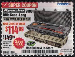 Harbor Freight Coupon APACHE 9800 WEATHERPROOF 13-1/2" X 50-1/2" CASE - LONG Lot No. 64520 Expired: 7/5/20 - $114.99