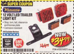 Harbor Freight Coupon KENWAY 12V LED TRAILER LIGHT KIT Lot No. 64275 Expired: 11/30/19 - $34.99