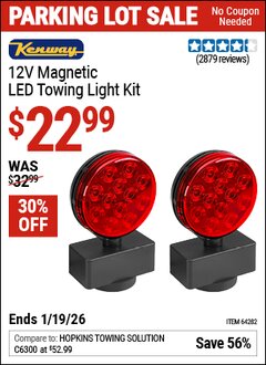 Harbor Freight Coupon KENWAY 12V MAGNETIC LED TOWING LIGHT KIT Lot No. 64282 Expired: 12/31/69 - $22.99