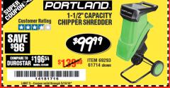 Harbor Freight Coupon 1-1/2" CAPACITY 14 AMP CHIPPER SHREDDER Lot No. 69293/61714 Expired: 5/19/18 - $99.99