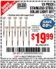 Harbor Freight Coupon 10 PIECE STAINLESS STEEL SOLAR LIGHT SET Lot No. 60560/66249/69461 Expired: 3/15/15 - $19.99
