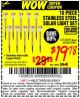 Harbor Freight Coupon 10 PIECE STAINLESS STEEL SOLAR LIGHT SET Lot No. 60560/66249/69461 Expired: 6/30/15 - $19.78
