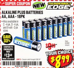 Harbor Freight Coupon ALKALINE BATTERIES Lot No. 92404 Expired: 2/28/19 - $8.99