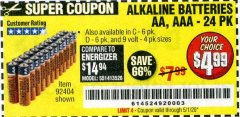 Harbor Freight Coupon ALKALINE BATTERIES Lot No. 92404 Expired: 6/30/20 - $4.99