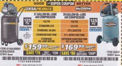 Harbor Freight Coupon MCGRAW 20 GALLON, 135 PSI OIL-LUBE AIR COMPRESSOR Lot No. 56241/64857 Expired: 12/13/19 - $169.99