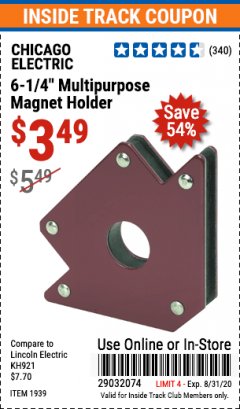 Harbor Freight ITC Coupon 6.25" MULTIPURPOSE MAGNET HOLDER Lot No. 1939 Expired: 8/31/20 - $3.49