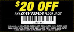 Harbor Freight Coupon DAYTONA RAPID PUMP 3 TON STEEL LOW PROFILE FLOOR JACKS Lot No. 64360/64883/64240/64784/56261/64780 Expired: 3/24/19 - $109.99