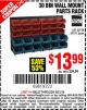 Harbor Freight Coupon STOREHOUSE 30-BIN WALL-MOUNT PARTS RACK Lot No. 63151 Expired: 8/31/15 - $13.99