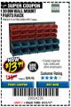 Harbor Freight Coupon STOREHOUSE 30-BIN WALL-MOUNT PARTS RACK Lot No. 63151 Expired: 8/31/17 - $13.99