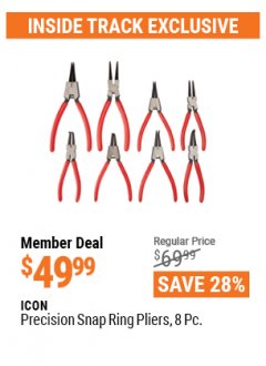 Harbor Freight ITC Coupon 8 PIECE PRECISION SNAP RING PLIERS ICON Lot No. 64597/ 63841 Expired: 4/29/21 - $49.99