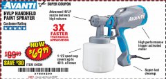 Harbor Freight Coupon AVANTI HANDHELD HVLP PAINT & STAIN SPRAYER Lot No. 64934 Expired: 6/30/20 - $69.99