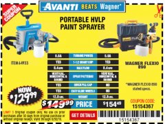Harbor Freight Coupon AVANTI PVLP PORTABLE AIRLESS PAINT SPRAYER Lot No. 64933 Expired: 6/30/19 - $129.99