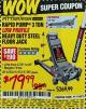 Harbor Freight Coupon RAPID PUMP 3 TON LOW PROFILE HEAVY DUTY STEEL FLOOR JACK Lot No. 64264/64266/64879/64881/61282/62326/61253 Expired: 12/29/16 - $79.99