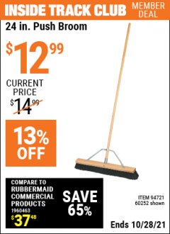Harbor Freight ITC Coupon 24 IN. PUSH BROOM Lot No. 60252 Expired: 10/28/21 - $12.99