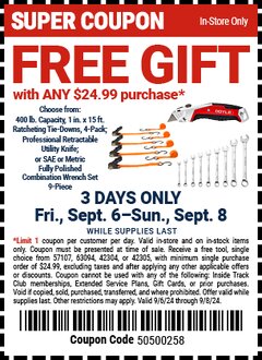 Harbor Freight FREE Coupon DOYLE PROFESSIONAL FLIP UTILITY KNIFE Lot No. 57108 Expired: 9/8/24 - FWP