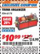 Harbor Freight ITC Coupon TRUNK ORGANIZER Lot No. 65178 Expired: 8/31/17 - $10.99