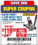 Harbor Freight Coupon RAPID PUMP 4 TON HEAVY DUTY STEEL FLOOR JACK Lot No. 68056/60706/62319 Expired: 12/11/17 - $119.99