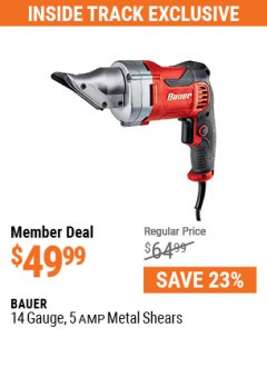 Harbor Freight ITC Coupon 14 GUAGE, 5 AMP SWIVEL HEAD SHEARS Lot No. 64609 Expired: 7/29/21 - $49.99