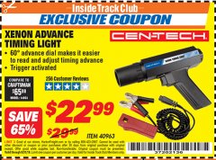 Harbor Freight ITC Coupon XENON ADVANCE TIMING LIGHT Lot No. 40963 Expired: 8/31/19 - $22.99