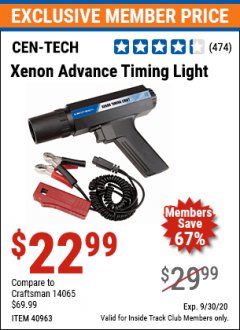 Harbor Freight ITC Coupon XENON ADVANCE TIMING LIGHT Lot No. 40963 Expired: 9/30/20 - $22.99