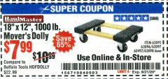 Harbor Freight Coupon 18"X12", 1000 LB. HARDWOOD MOVER'S DOLLY Lot No. 63095/63098/63097/60497/63096/61899 Expired: 8/21/20 - $7.99