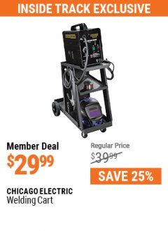 Harbor Freight ITC Coupon CHICAGO ELECTRIC WELDING CART Lot No. 61316/69340/60790 Expired: 7/29/21 - $29.99
