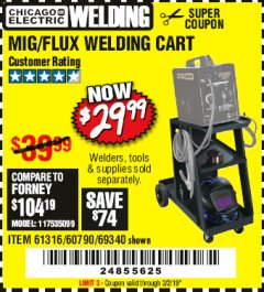 Harbor Freight Coupon MIG-FLUX WELDING CART Lot No. 69340/60790/90305/61316 Expired: 3/2/19 - $29.99