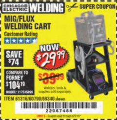 Harbor Freight Coupon MIG-FLUX WELDING CART Lot No. 69340/60790/90305/61316 Expired: 6/5/19 - $29.99