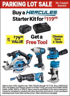 Harbor Freight FREE Coupon HERCULES 20V PROFESSIONAL LITHIUM ION CORDLESS RECIPROCATING SAW Lot No. 64986 Expired: 10/11/26 - FWP