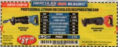 Harbor Freight Coupon HERCULES 20V PROFESSIONAL LITHIUM ION CORDLESS RECIPROCATING SAW Lot No. 64986 Expired: 7/31/19 - $84.99