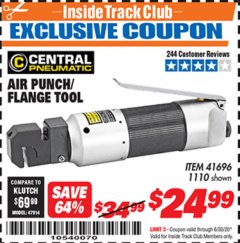 Harbor Freight ITC Coupon AIR PUNCH FLANGE TOOL Lot No. 1110 Expired: 6/30/20 - $24.99