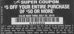 Harbor Freight Coupon $5 OFF $50 Lot No. 62630/63075/62337/62469/64497/62896/63190/63254/69293/6171463255 Expired: 7/28/19 - $0