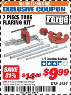 Harbor Freight ITC Coupon 7 PIECE TUBE FLARING KIT Lot No. 5969 Expired: 6/30/20 - $9.99