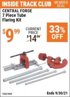 Harbor Freight ITC Coupon 7 PIECE TUBE FLARING KIT Lot No. 5969 Expired: 9/30/21 - $9.99