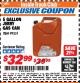 Harbor Freight ITC Coupon MIDWEST CAN 5 GALLON JERRY GAS CAN Lot No. 56418/99551 Expired: 4/30/18 - $32.99