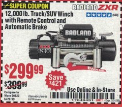 Harbor Freight Coupon 12,000 LB. TRUCK/SUV WINCH Lot No. 64045/64046/63770 Expired: 7/31/20 - $299.99