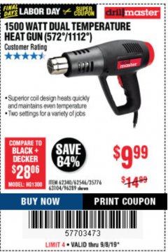 Harbor Freight Coupon 20V LITHIUM BAUER BLOWER Lot No. 64942 Expired: 10/31/19 - $49.99