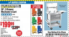 Harbor Freight Coupon U.S. GENERAL FOLDING SIDE TRAY FOR 4-DRAWER TECH CART Lot No. 56437/56439/56440/56441/56442/63470/72414/72415 Expired: 9/6/20 - $199.99
