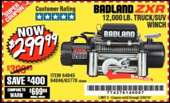 Harbor Freight Coupon 12,000 LB. ELECTRIC WINCH WITH REMOTE CONTROL AND AUTOMATIC BRAKE Lot No. 68142/61256/60813/61889 Expired: 3/30/19 - $299.99