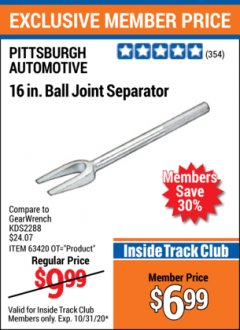 Harbor Freight ITC Coupon 16" SEPARATORS Lot No. 63420/63519 Expired: 10/31/20 - $6.99