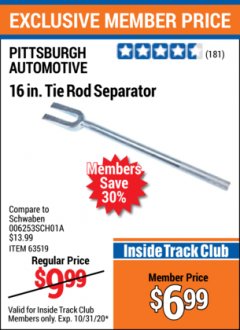 Harbor Freight ITC Coupon 16" SEPARATORS Lot No. 63420/63519 Expired: 10/31/20 - $6.99