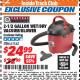 Harbor Freight ITC Coupon 2.5 GALLON WET/DRY VACUUM/BLOWER Lot No. 90981/61162 Expired: 12/31/17 - $24.99