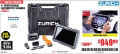 Harbor Freight Coupon ZURICH 8" PROFESSIONAL AUTOMOTIVE SCANNER ZR-PRO Lot No. 64576 Expired: 1/19/20 - $949.99