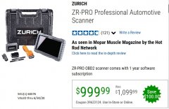 Harbor Freight Coupon ZURICH 8" PROFESSIONAL AUTOMOTIVE SCANNER ZR-PRO Lot No. 64576 Expired: 6/30/20 - $999.99