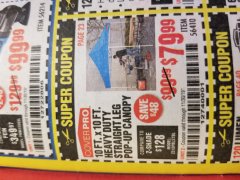 Harbor Freight Coupon COVERPRO 10 FT. X 10 FT. HEAVY DUTY STRAIGHT-LEG POP-UP CANOPY Lot No. 56410 Expired: 11/30/19 - $79.99