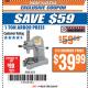 Harbor Freight ITC Coupon 1 TON ARBOR PRESS Lot No. 3552 Expired: 3/20/18 - $39.99