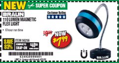 Harbor Freight Coupon BRAUN 110 LUMEN FLEXIBLE LED WORK LIGHT Lot No. 56256 Expired: 6/30/20 - $7.99