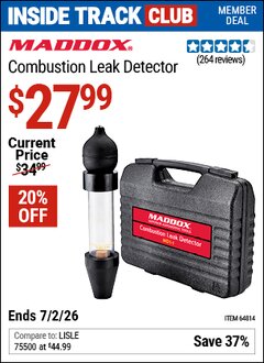 Harbor Freight ITC Coupon MADDOX COMBUSTION LEAK DETECTOR Lot No. 64814 Dates Valid: 12/31/69 - 7/2/26 - $27.99