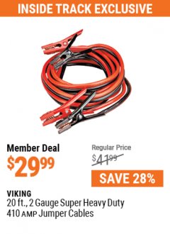Harbor Freight ITC Coupon 20 FT., 2 GAUGE HEAVY DUTY BOOSTER CABLES Lot No. 56236 Expired: 7/1/21 - $29.99